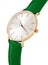 Classic women gold watch white dial, red leather strap isolate white background