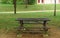 A classic wooden bench at Anjung Floria Presint 4 Putrajaya. Park and recreation concept