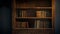 Classic wooden bookshelf filled with various old books. a symbol of knowledge and learning. vintage library collection