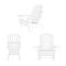 Classic wooden outdoor chair, outline sketch. Garden furniture set in adirondack style