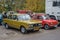 Classic yellow Polish cars Polski Fiat 125p and 126p parked