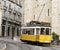 Classic yellow tram of Lisbon, Portugal