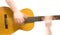 Classical acoustic guitar and hands of musician