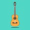 Classical acoustic guitar. silhouette classic guitar. illustration in flat style.