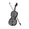 Classical Black Wood Violin with Bow. 3d Rendering