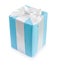 classical blue gift box with white ribbon bow