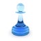 Classical chess pawn made of blue glass