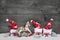 Classical christmas decoration in red, white and green on wooden