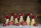 Classical christmas decoration with wood, santa hats on handmade