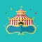 Classical Circus tent with banner for text, Vector illustration