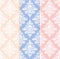 Classical delicate pink, blue and yellow seamless pattern set