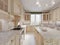 Classical design kitchen with beige and wood elements