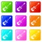 Classical electric guitar icons 9 set