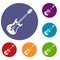 Classical electric guitar icons set