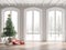 Classical empty room decorate with christmas tree 3d render