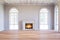 Classical empty room decorate with luxury fireplace 3d render