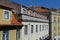 Classical facades of the residential buildings in Alfama district, Lisbon downtown, Portugal