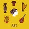 Classical flat art and musical instruments icons