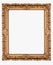 Classical frame wooden golden border on white background isolated