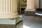 Classical greek and roman indoor architecture, creme white columns in closeup