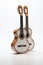 Classical guitars on a white background.