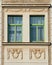 Classical house windows with green frame, Germany