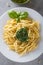 Classical italian trofie pasta with pesto sauce