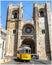 Classical Lisbon view. Tram 28 in front of the Cathedral.