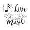 Classical Live Music Concert Black And White Poster With Calligraphic Text And Note Sign