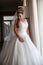 Classical long white wedding dress