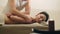 Classical massage in the spa salon - relaxation therapy for attractive young model