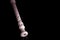 Classical musical instrument is the block flute on black background