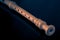 Classical musical instrument is the block flute on black background