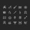 Classical musical instrument chalk white icons set on black background