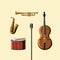 Classical musical instruments full set of vector illustration