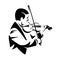 Classical musician playing violin black and white vector portrait