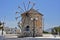 Classical old windmill on greek island santorini