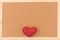 Classical plain brown cork board with red I love You heart at bottom of frame