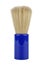 Classical shaving brush with bright blue plastic handle isolated on white background