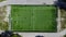 Classical stadium from birds eye view. Drone view. Green Football soccer field