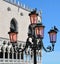 Classical street light in the lagoon of Venice