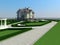Classical style landscape with sea view adjacent to the estate, 3D rendering