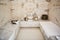 Classical Turkish bath with marble walls and surfaces