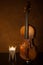 Classical violins with candle