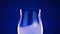 Classical wineglass with white flowing steam on dark blue
