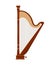 Classical wooden antique Harp. Stringed musical instrument