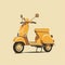 Classicism-inspired Illustration Of A Yellow Moped On A Brown Background