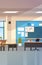 Classroom Empty School Class Interior With Chalk Board Desks And Teacher Table