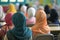 Classroom with hijab-wearing girls