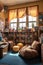 classroom library with diverse books and comfy seating